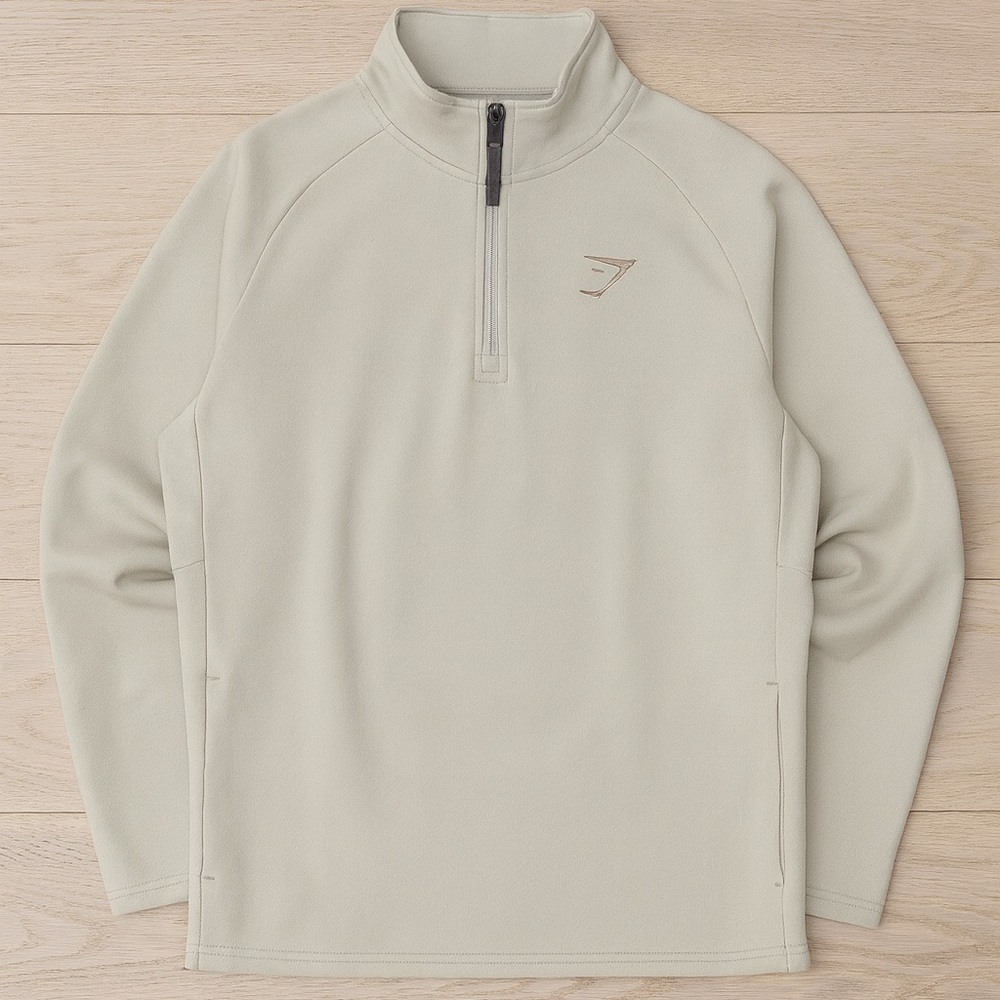 Gymshark Men's Light Tan Half-Zip Jacket